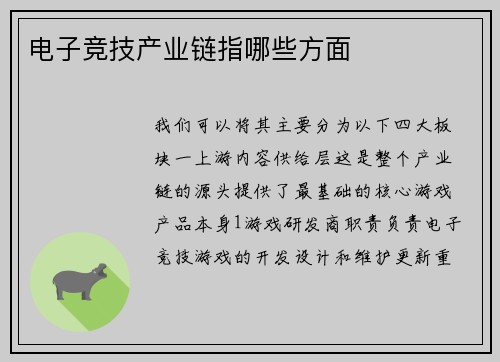 电子竞技产业链指哪些方面